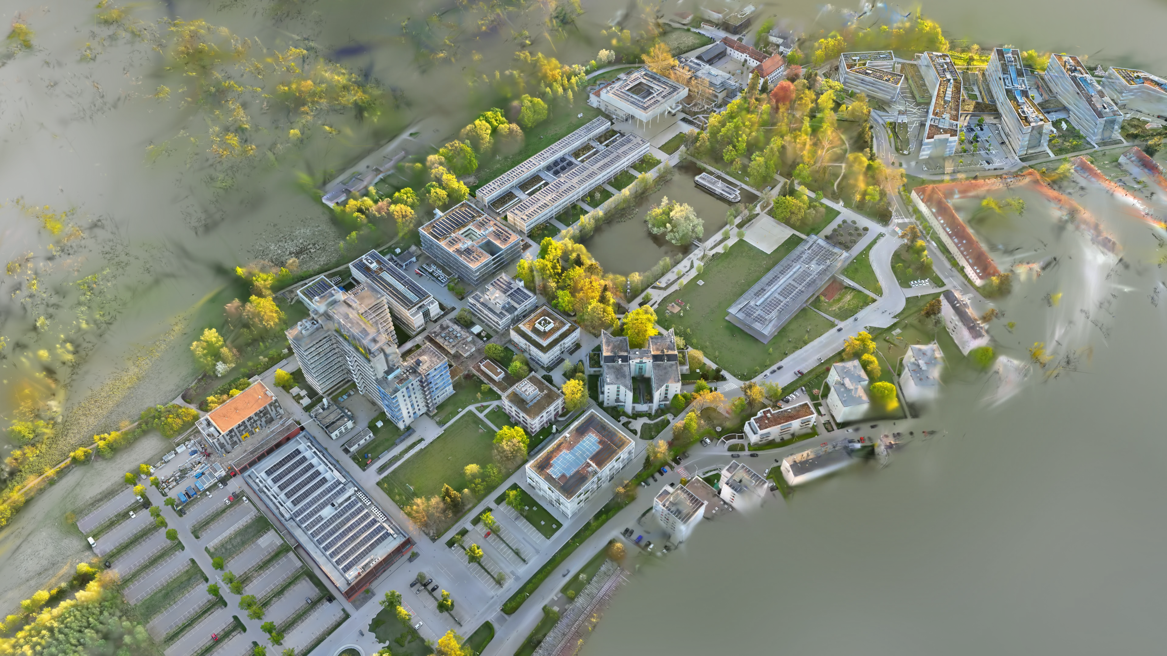 JKU Linz Digital Campus als 3D-Gaussian-Splat aus Drohnenaufnahmen