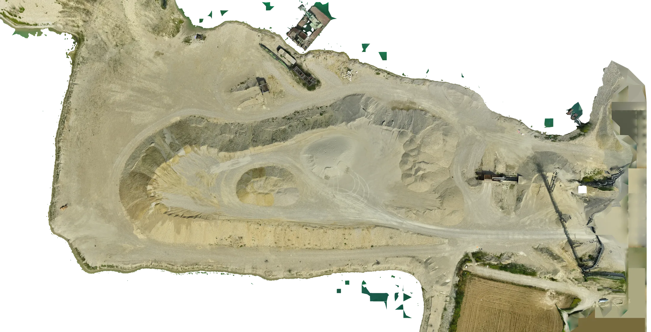 Georeferenziertes Orthofoto des nördlichen Lagerbereichs im Kieswerk Deggendorf aus Drohnenaufnahmen