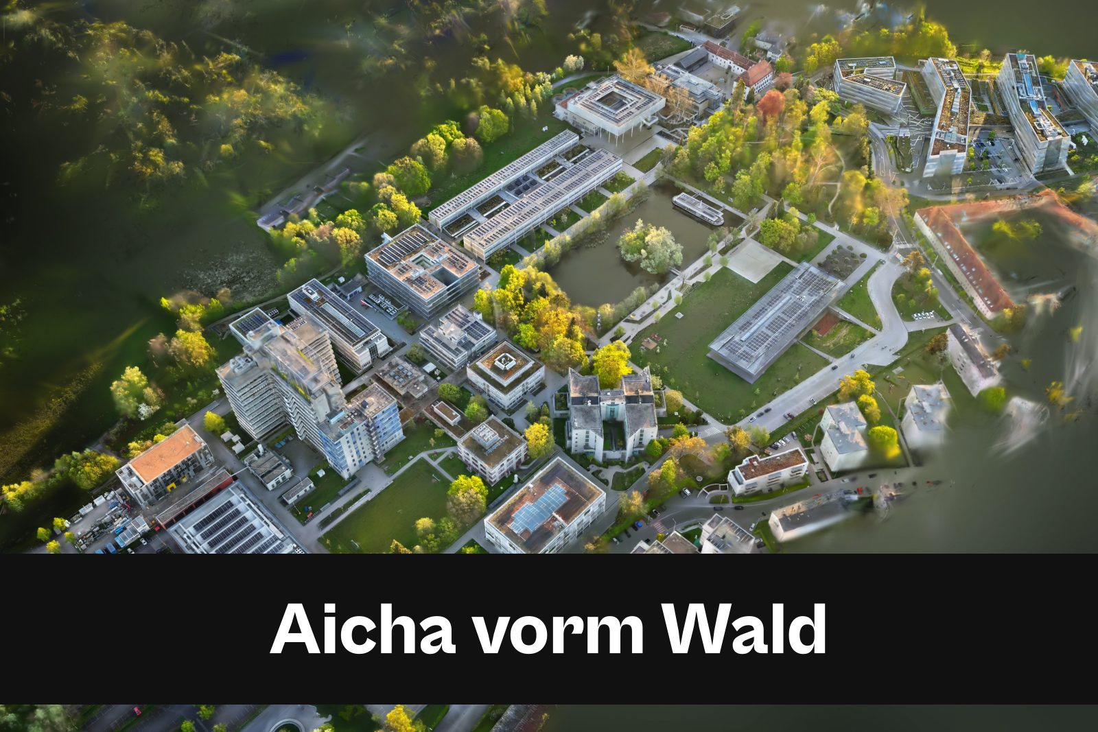 Drohnenaufnahme mit Standort-Badge für Aicha vorm Wald im Kreisfreie Stadt Passau und Landkreis Passau