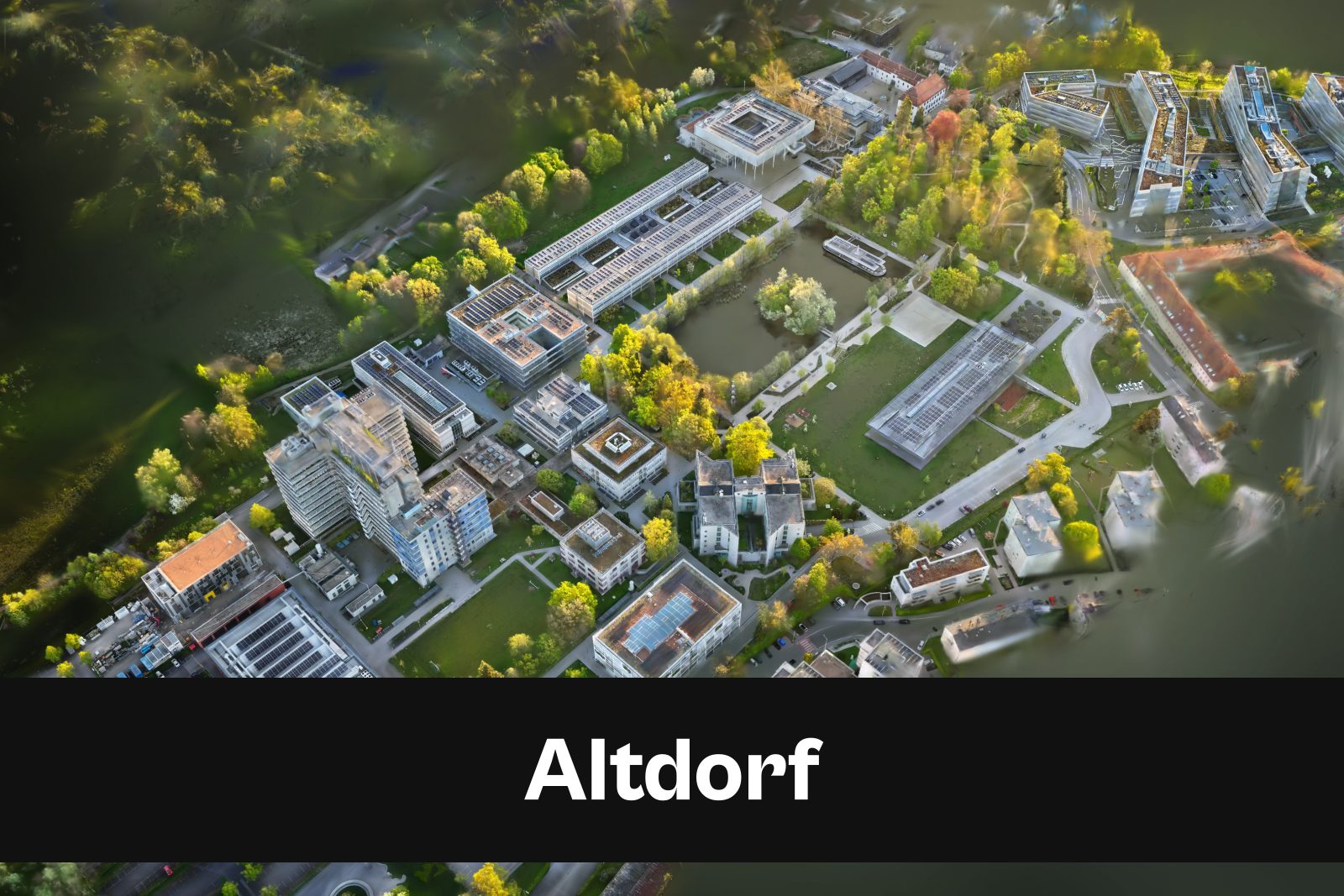 Drohnenaufnahme mit Standort-Badge für Altdorf im Kreisfreie Stadt Landshut und Landkreis Landshut