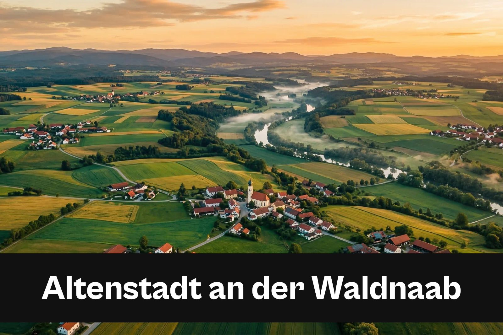 Drohnen-Luftaufnahme aus Altenstadt an der Waldnaab mit Standort-Badge