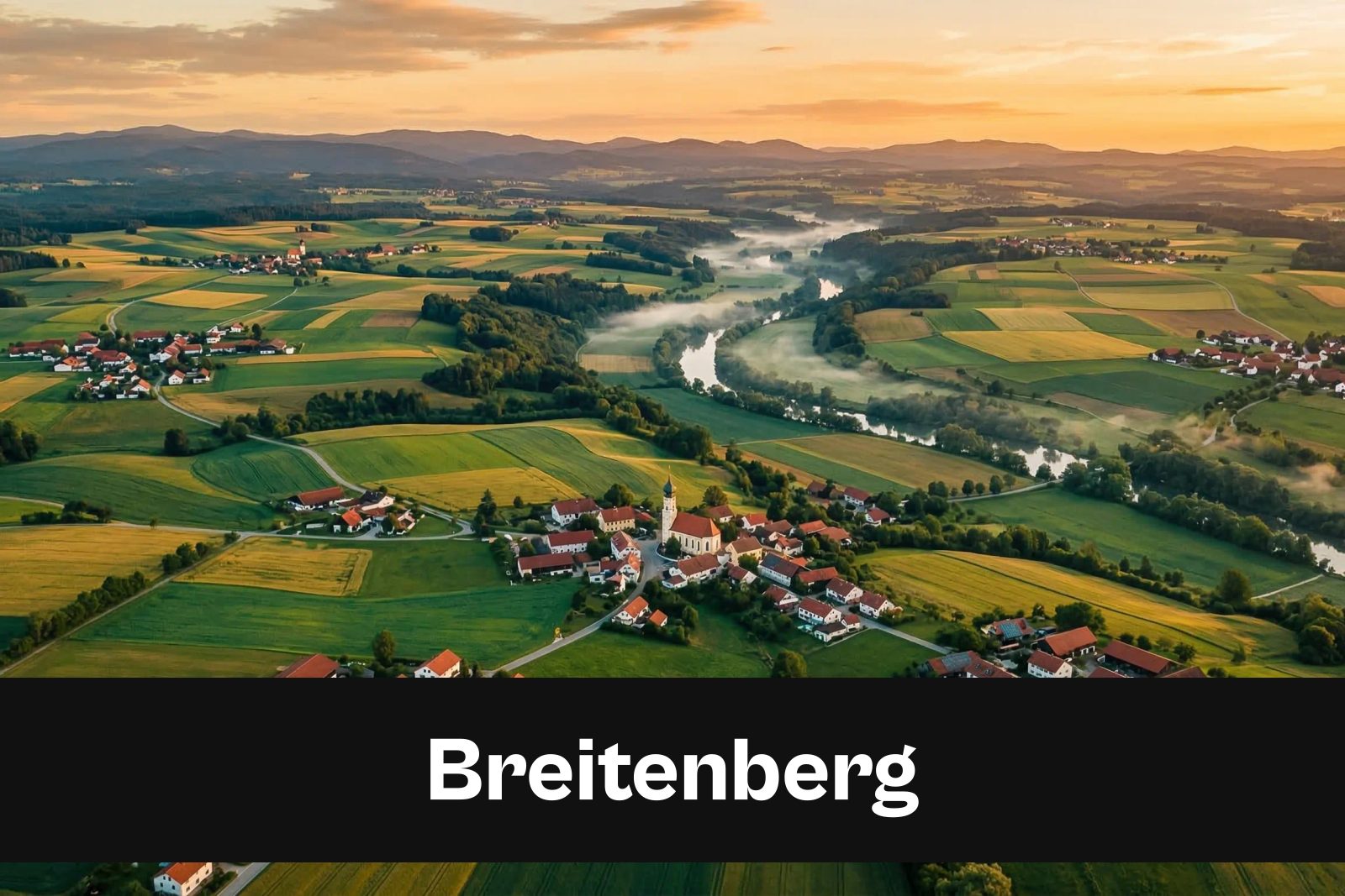 Drohnen-Luftaufnahme aus Breitenberg mit Standort-Badge