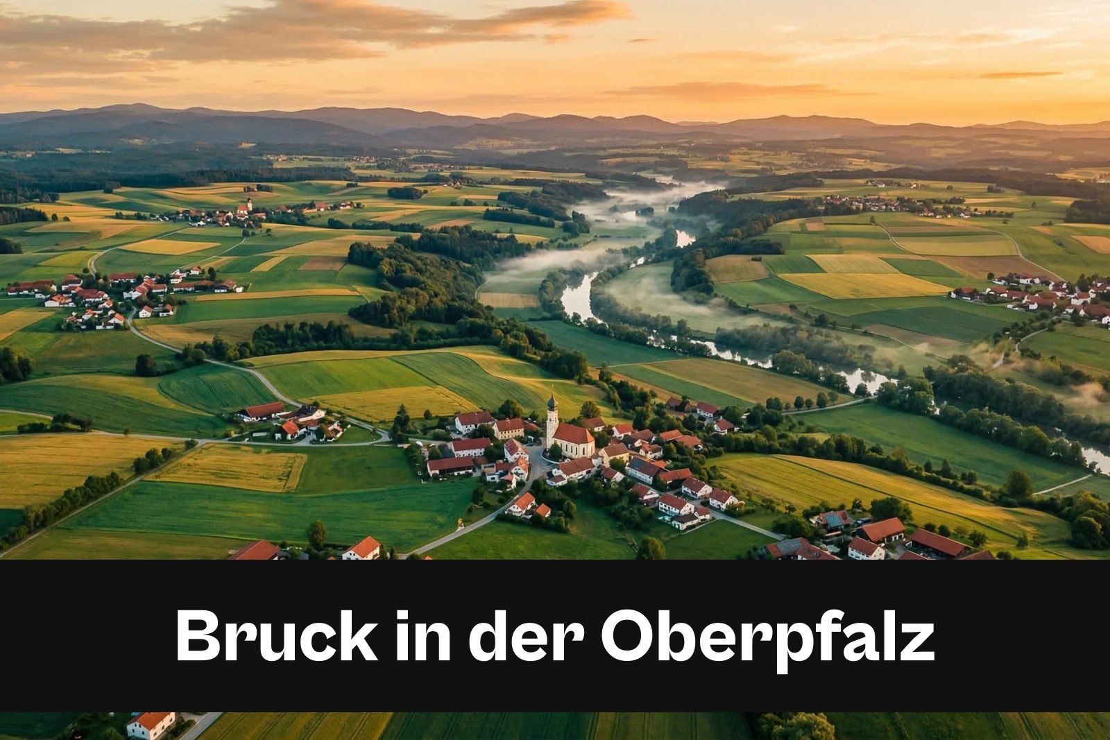Drohnen-Luftaufnahme aus Bruck in der Oberpfalz mit Standort-Badge