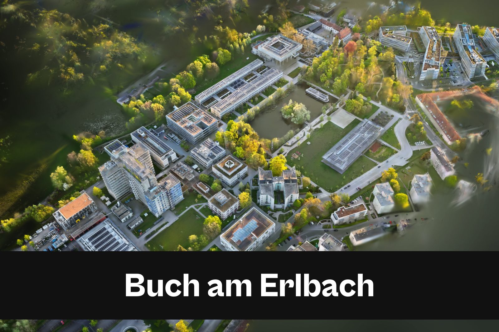 Drohnenaufnahme mit Standort-Badge für Buch am Erlbach im Kreisfreie Stadt Landshut und Landkreis Landshut