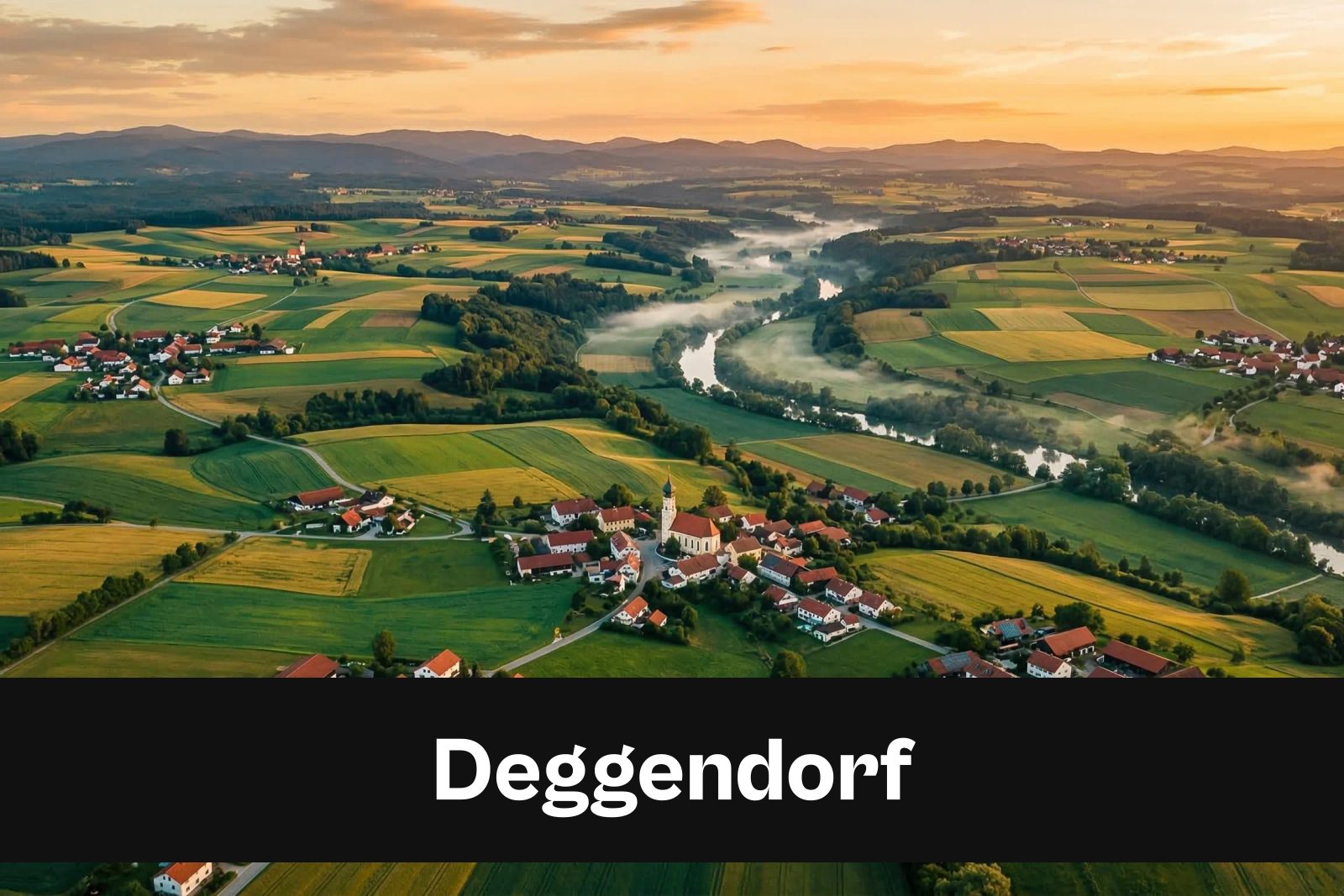Drohnen-Luftaufnahme aus Deggendorf mit Standort-Badge