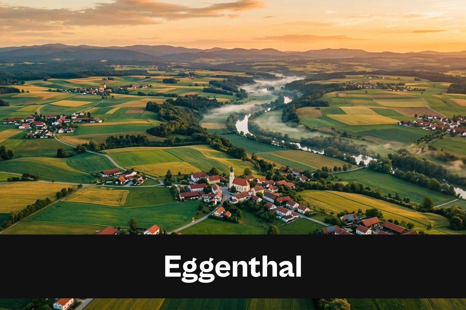 Drohnen-Luftaufnahme aus Eggenthal mit Standort-Badge