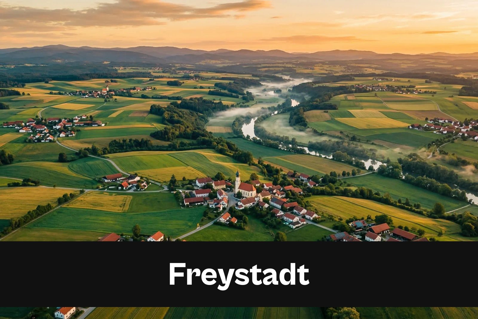 Drohnen-Luftaufnahme aus Freystadt mit Standort-Badge