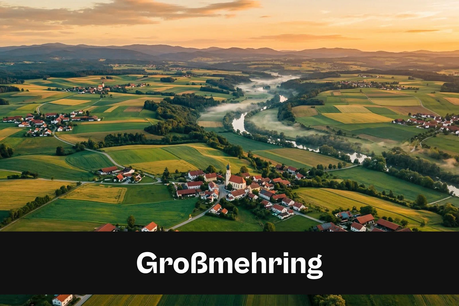 Drohnen-Luftaufnahme aus Großmehring mit Standort-Badge