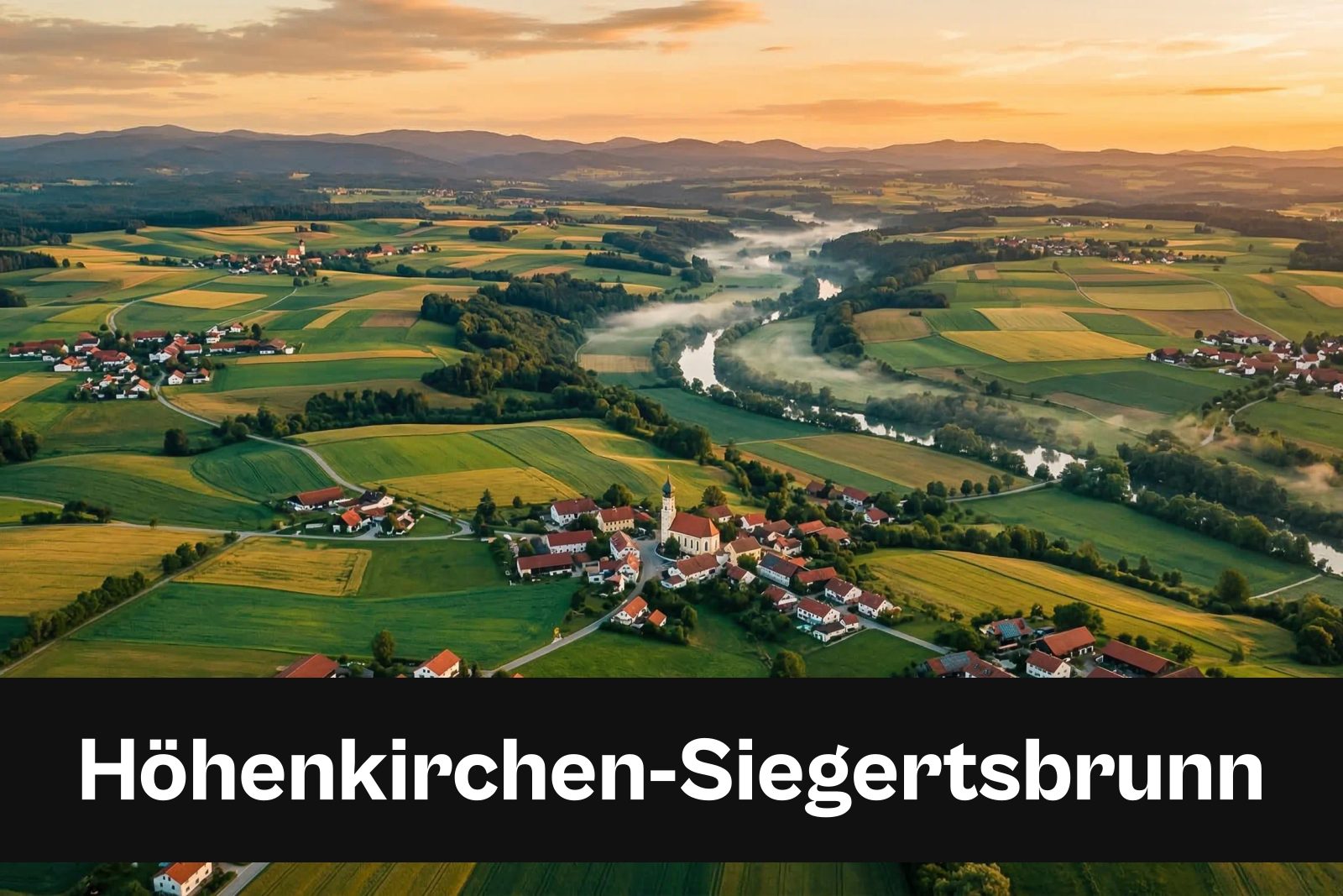 Drohnen-Luftaufnahme aus Höhenkirchen-Siegertsbrunn mit Standort-Badge