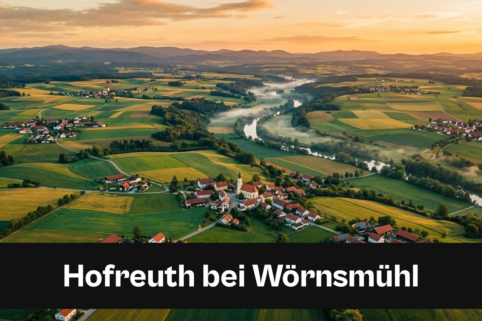 Drohnen-Luftaufnahme aus Hofreuth bei Wörnsmühl mit Standort-Badge
