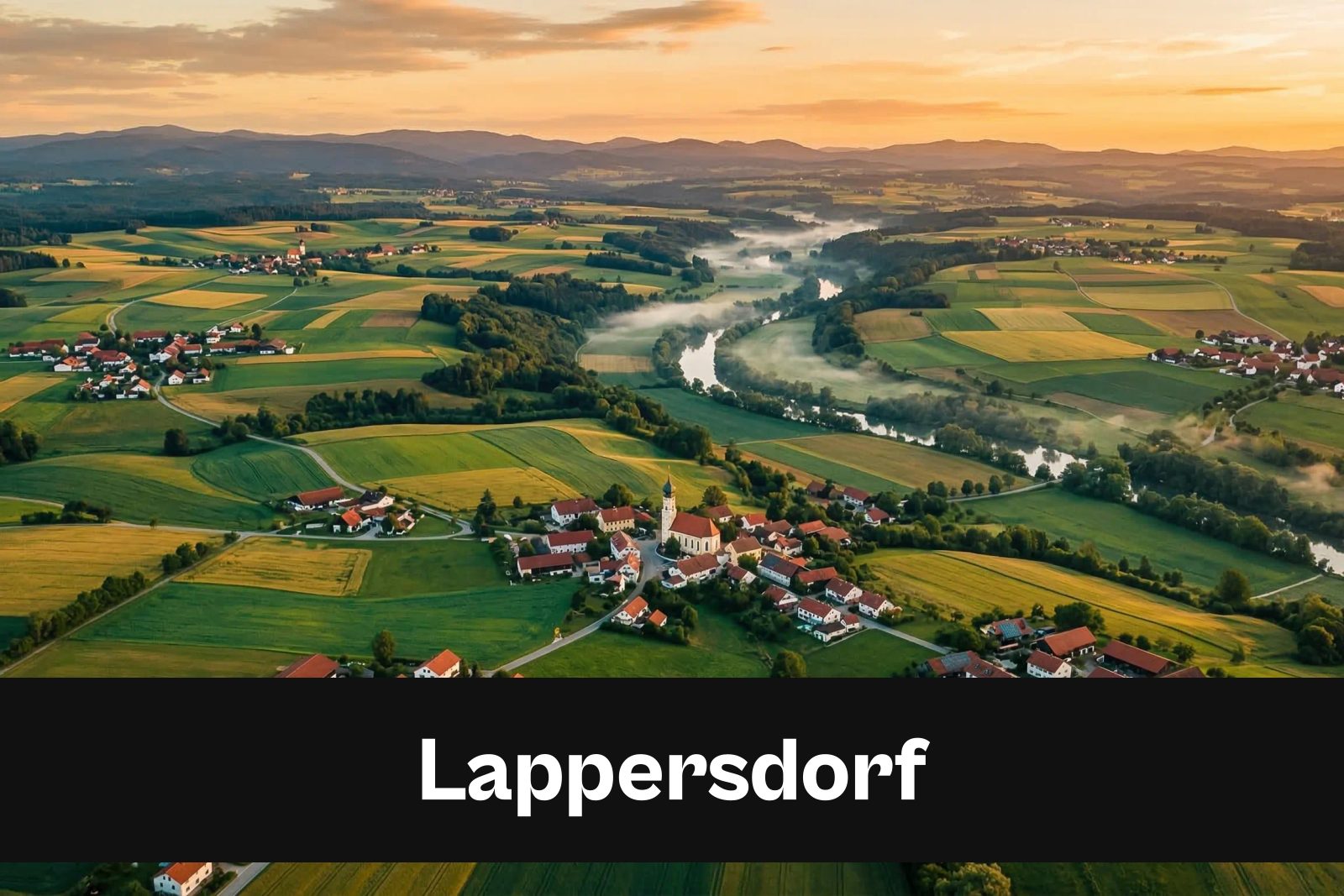 Drohnen-Luftaufnahme aus Lappersdorf mit Standort-Badge