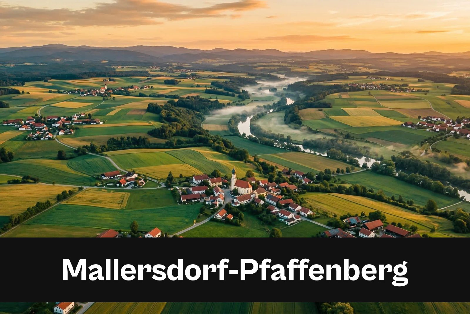 Drohnen-Luftaufnahme aus Mallersdorf-Pfaffenberg mit Standort-Badge