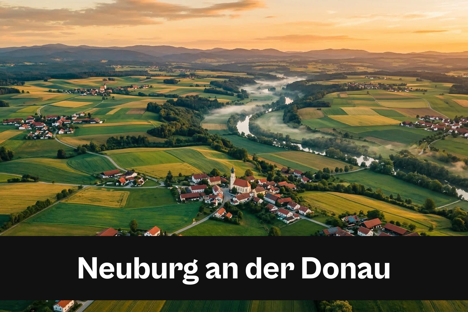 Drohnen-Luftaufnahme aus Neuburg an der Donau mit Standort-Badge