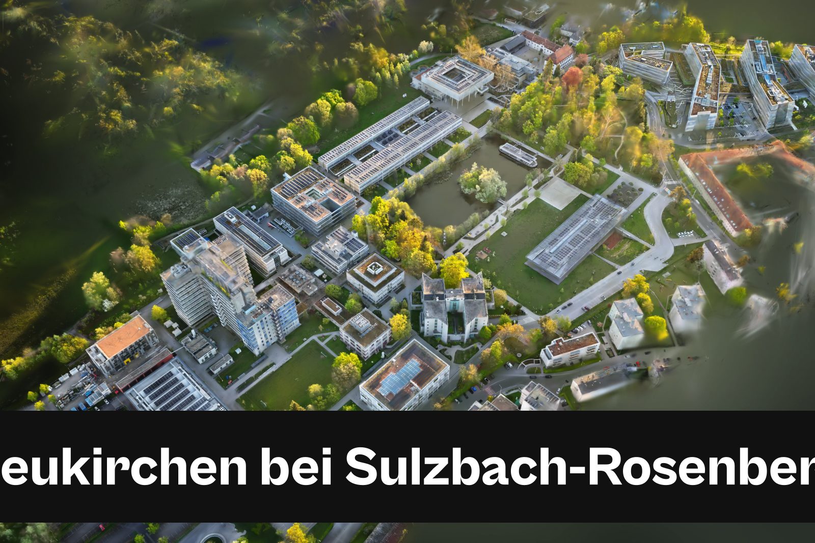 Drohnenaufnahme mit Standort-Badge für Neukirchen bei Sulzbach-Rosenberg im Landkreis Amberg-Sulzbach