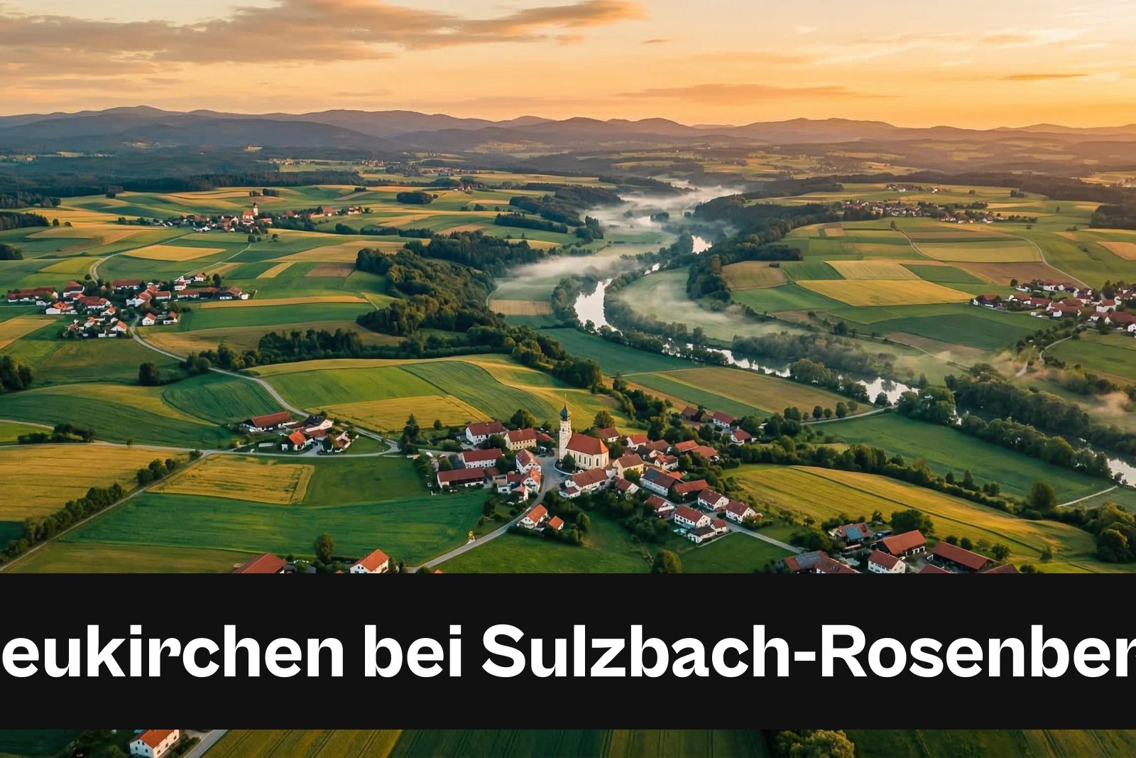 Drohnen-Luftaufnahme aus Neukirchen bei Sulzbach-Rosenberg mit Standort-Badge