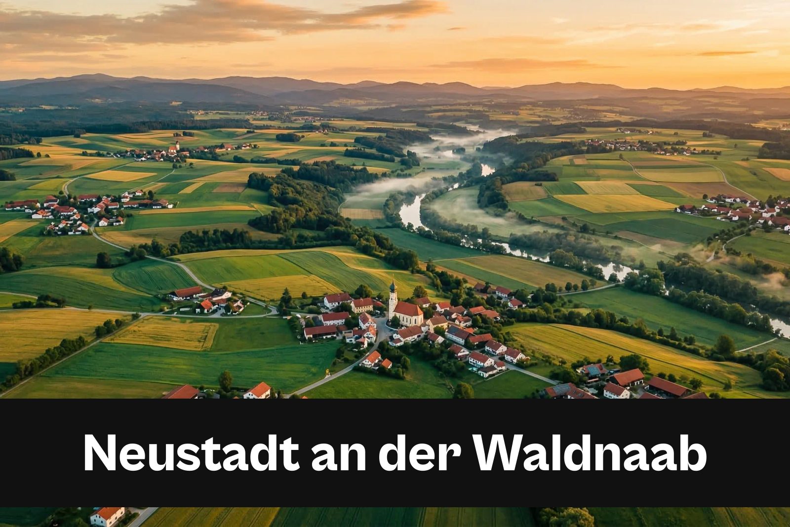 Drohnen-Luftaufnahme aus Neustadt an der Waldnaab mit Standort-Badge