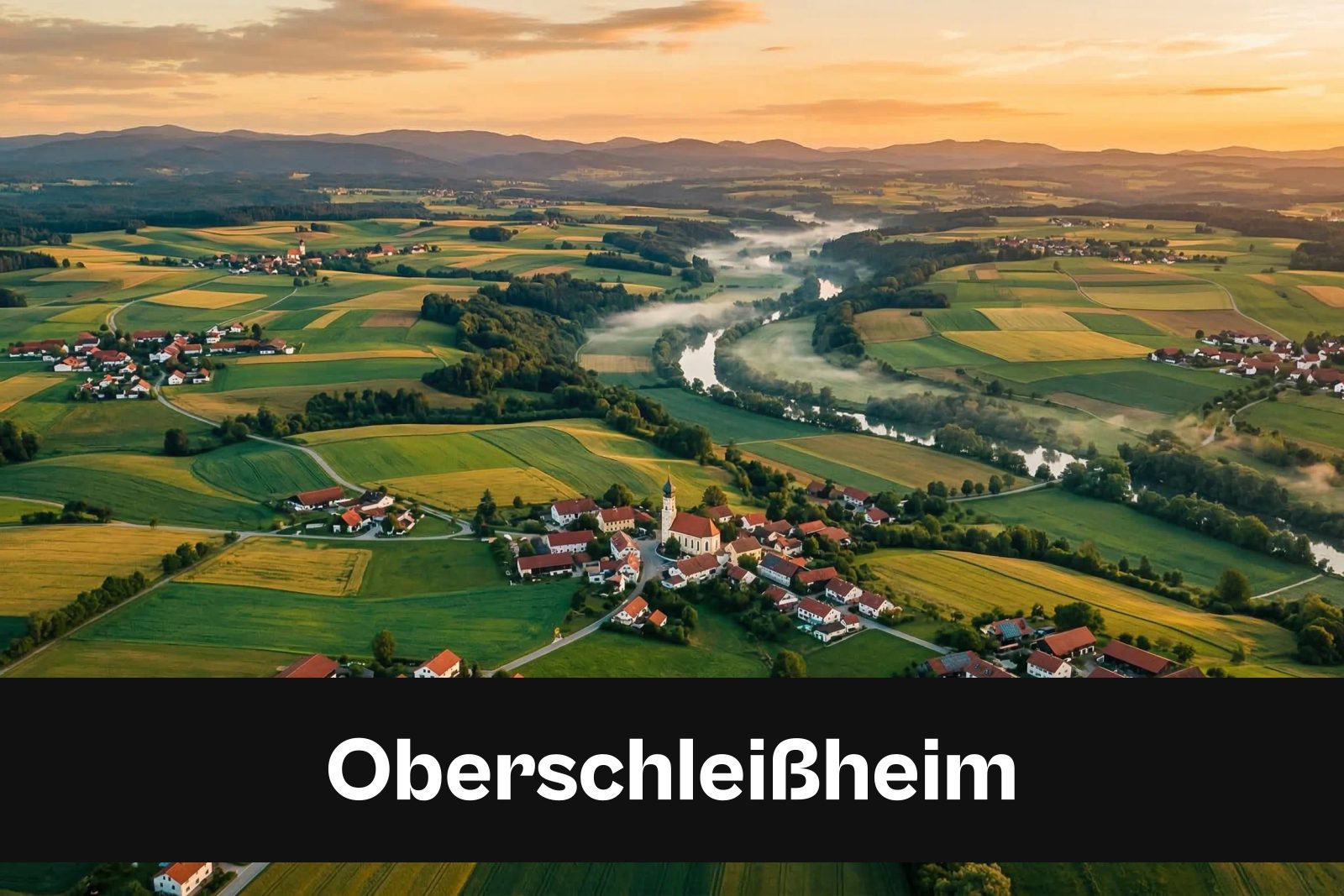 Drohnen-Luftaufnahme aus Oberschleißheim mit Standort-Badge