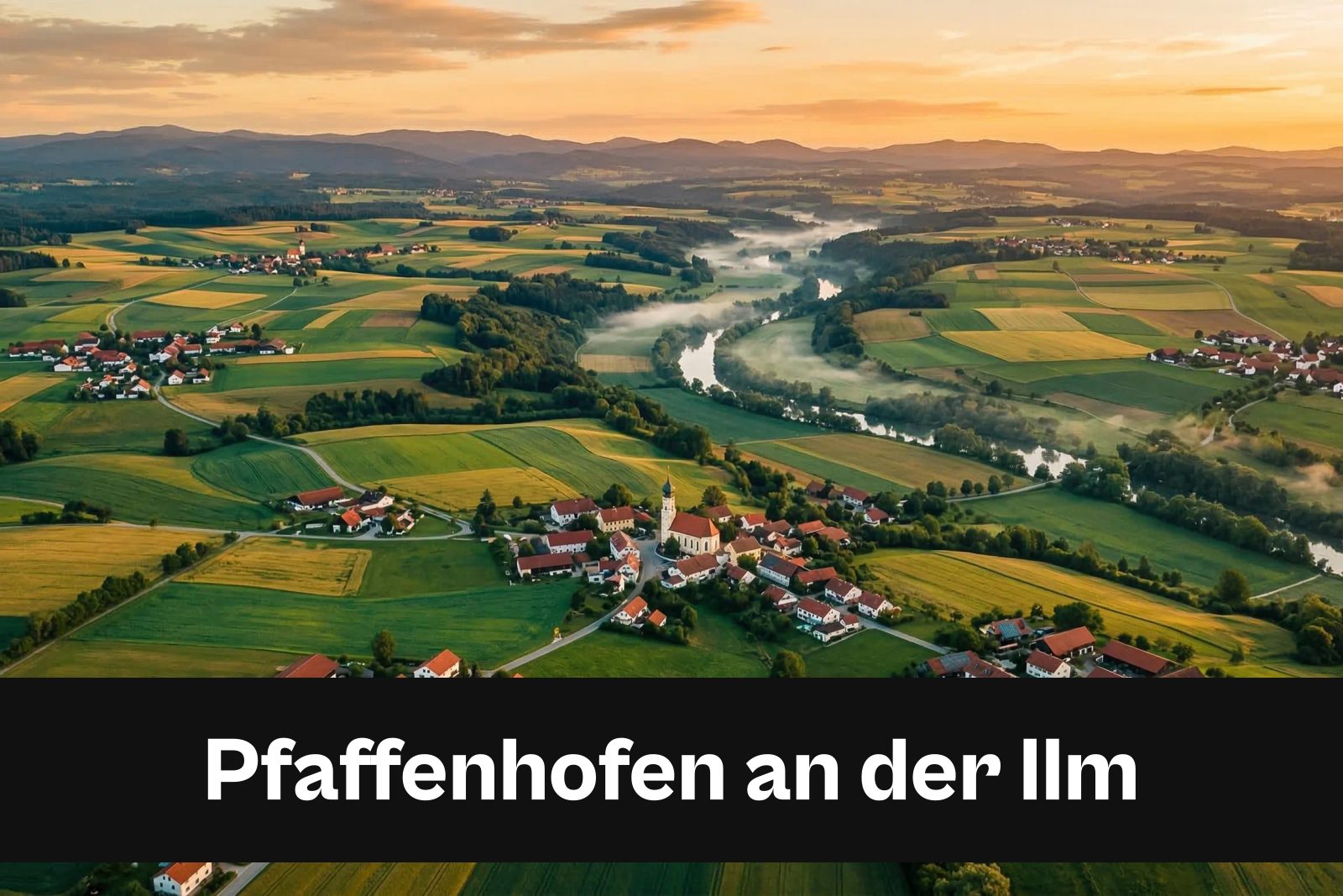 Drohnen-Luftaufnahme aus Pfaffenhofen an der Ilm mit Standort-Badge
