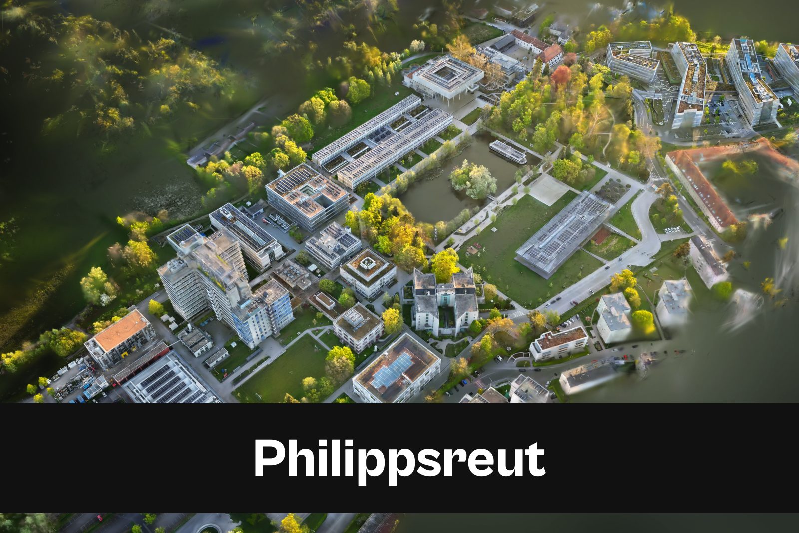 Drohnenaufnahme mit Standort-Badge für Philippsreut im Landkreis Freyung-Grafenau