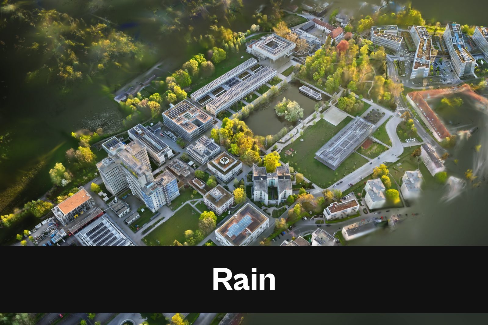 Drohnenaufnahme mit Standort-Badge für Rain im Landkreis Straubing-Bogen