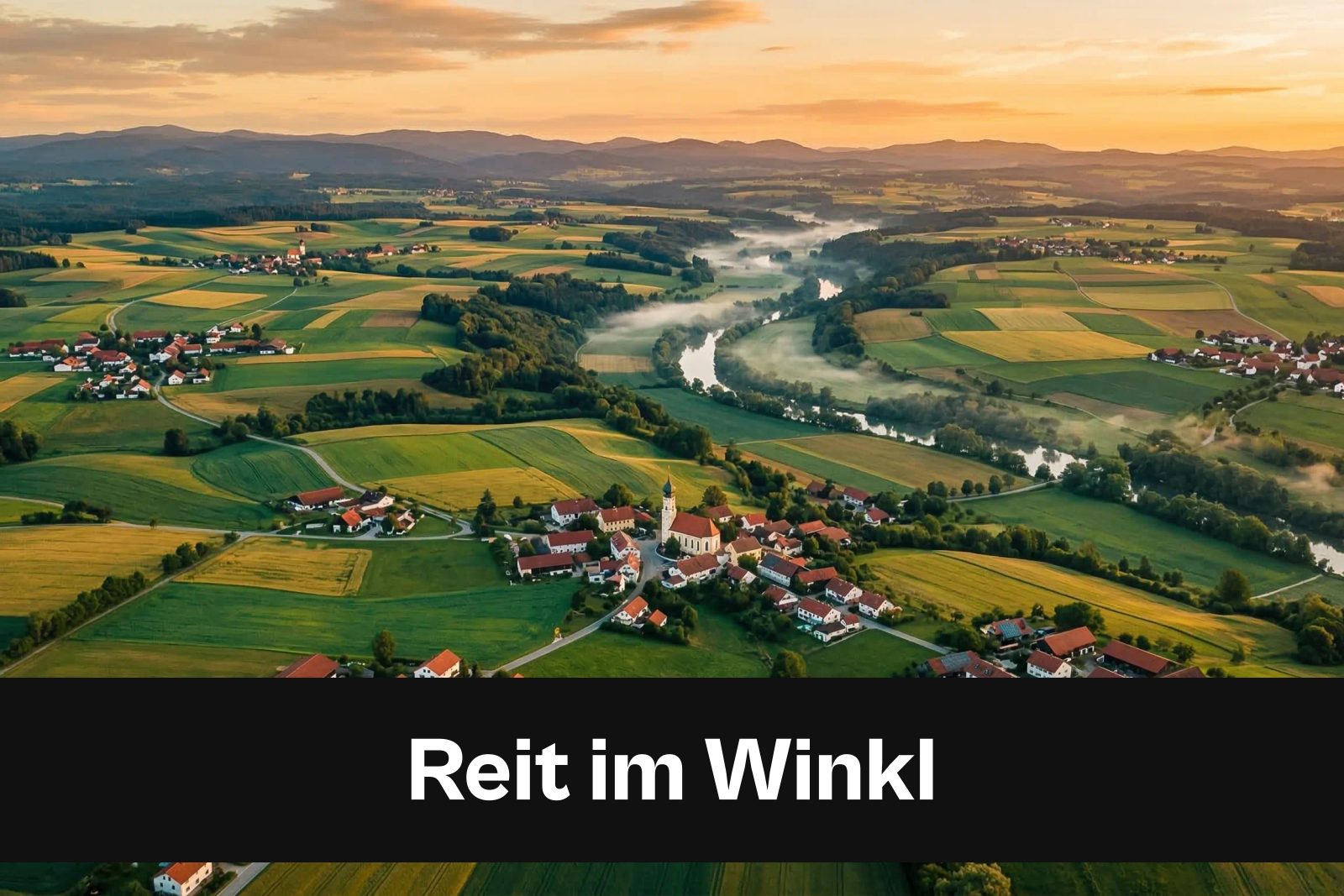 Drohnen-Luftaufnahme aus Reit im Winkl mit Standort-Badge