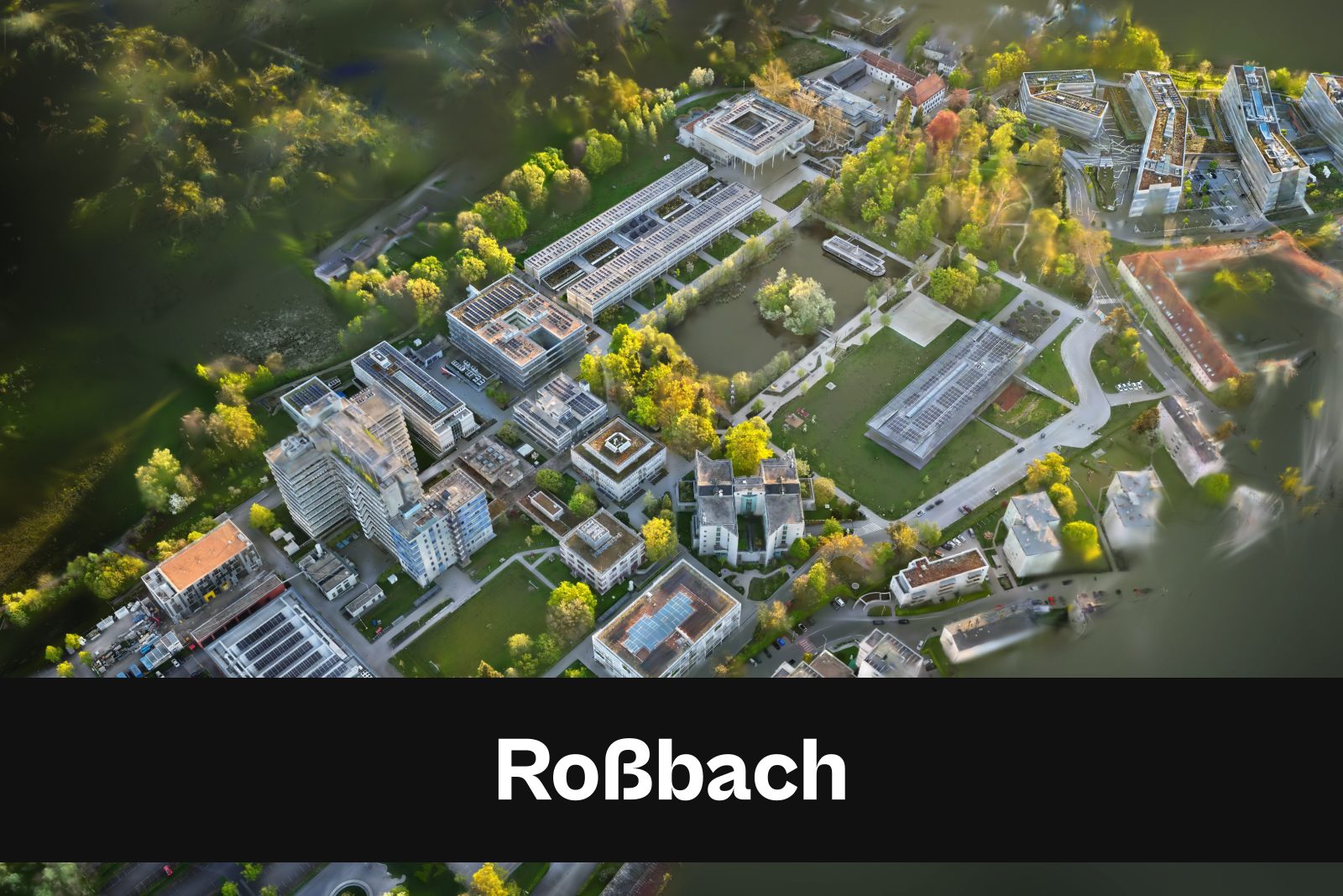 Drohnenaufnahme mit Standort-Badge für Roßbach im Landkreis Rottal-Inn