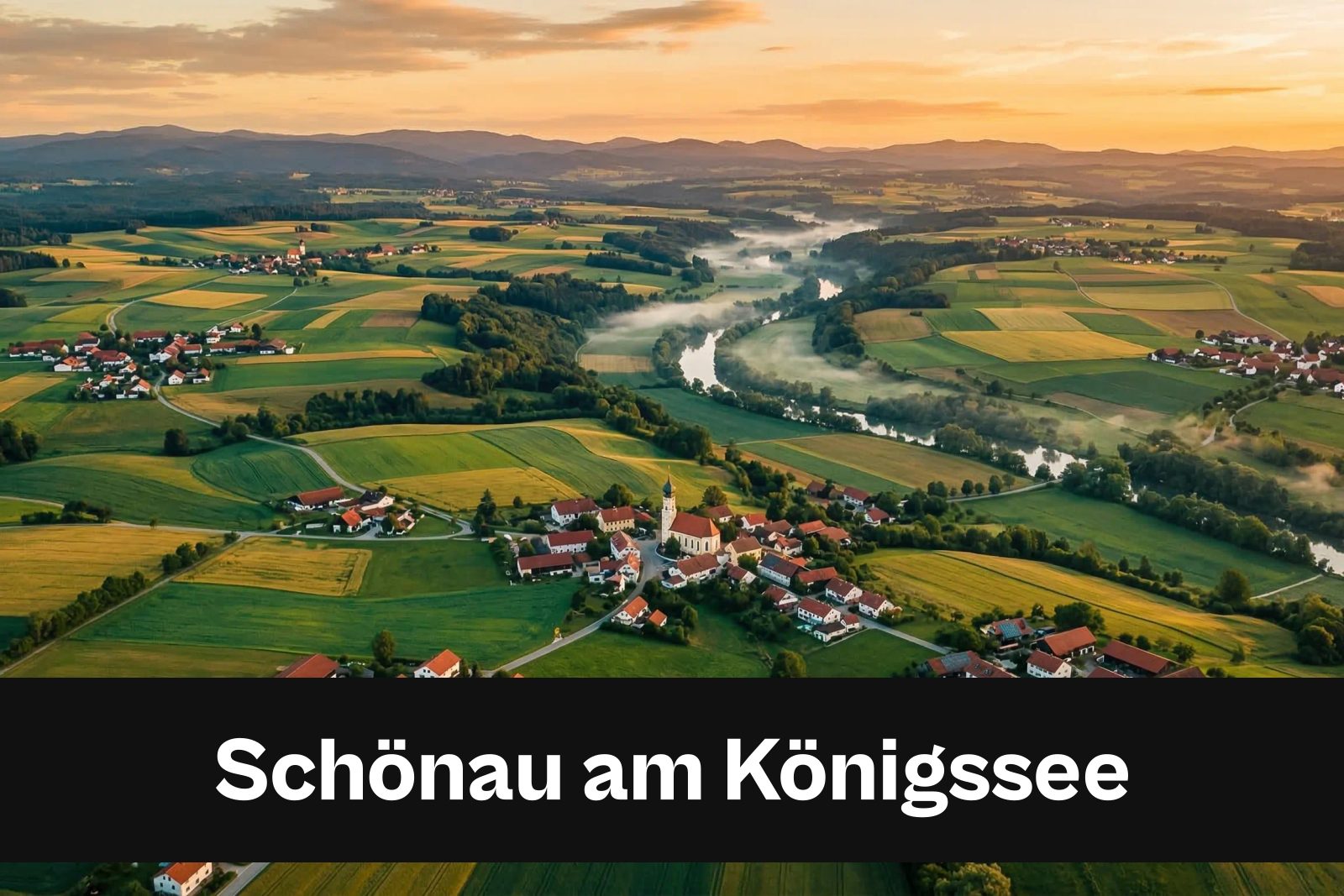 Drohnen-Luftaufnahme aus Schönau am Königssee mit Standort-Badge