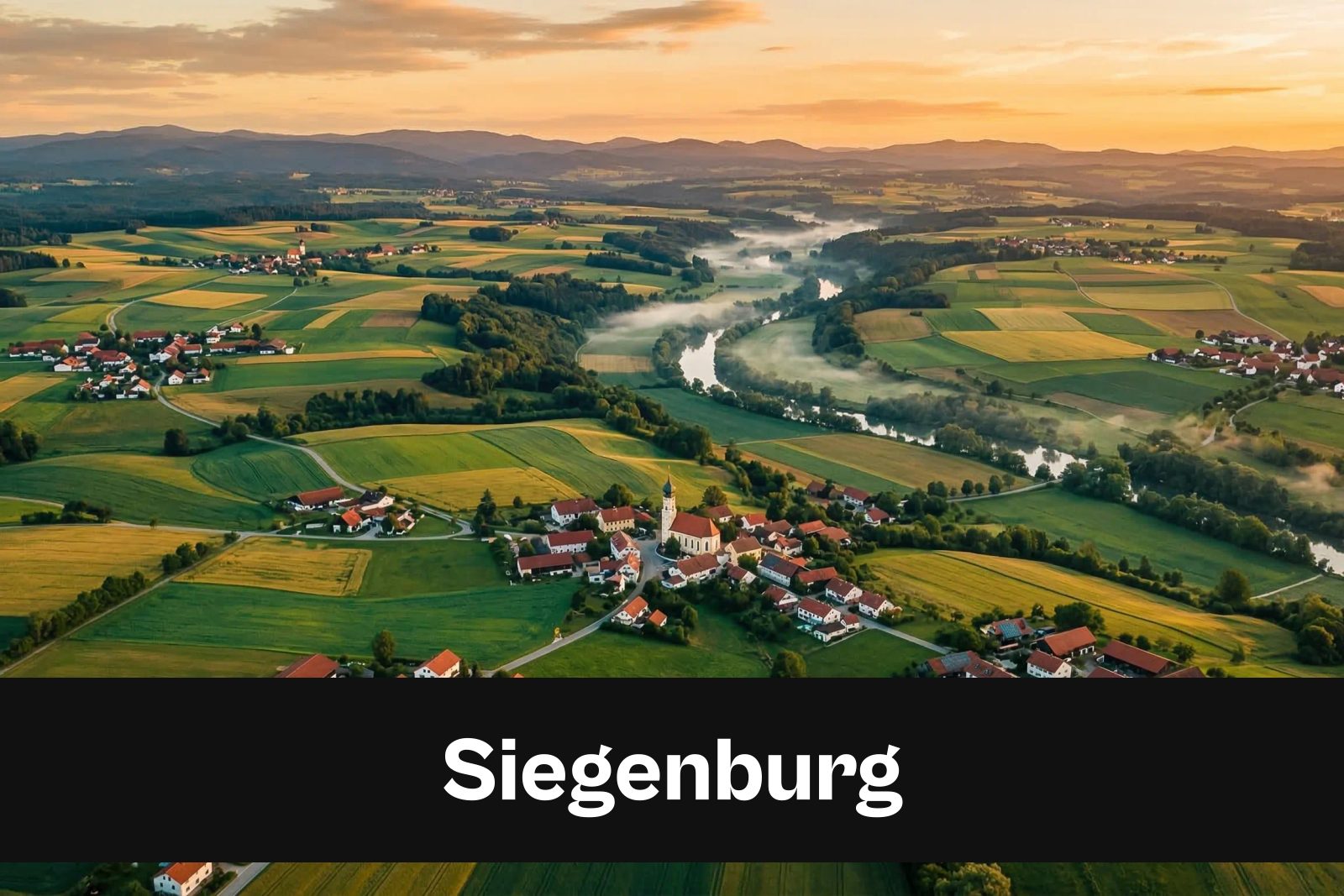Drohnen-Luftaufnahme aus Siegenburg mit Standort-Badge