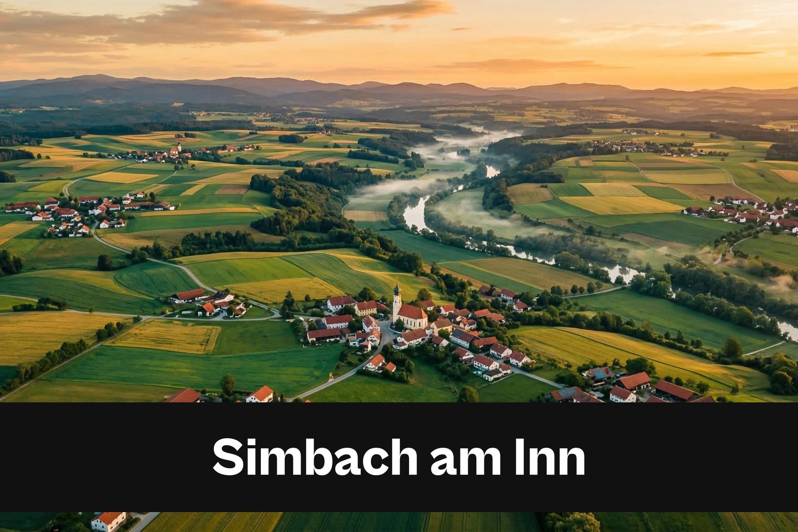 Drohnen-Luftaufnahme aus Simbach am Inn mit Standort-Badge
