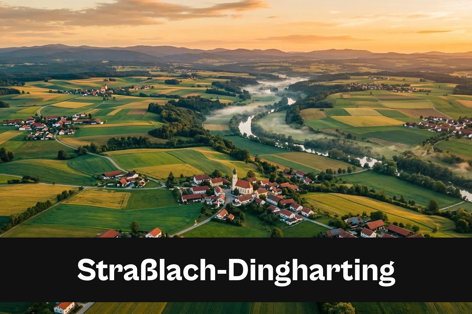 Drohnen-Luftaufnahme aus Straßlach-Dingharting mit Standort-Badge