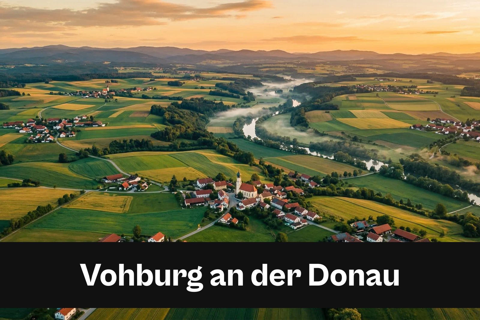 Drohnen-Luftaufnahme aus Vohburg an der Donau mit Standort-Badge