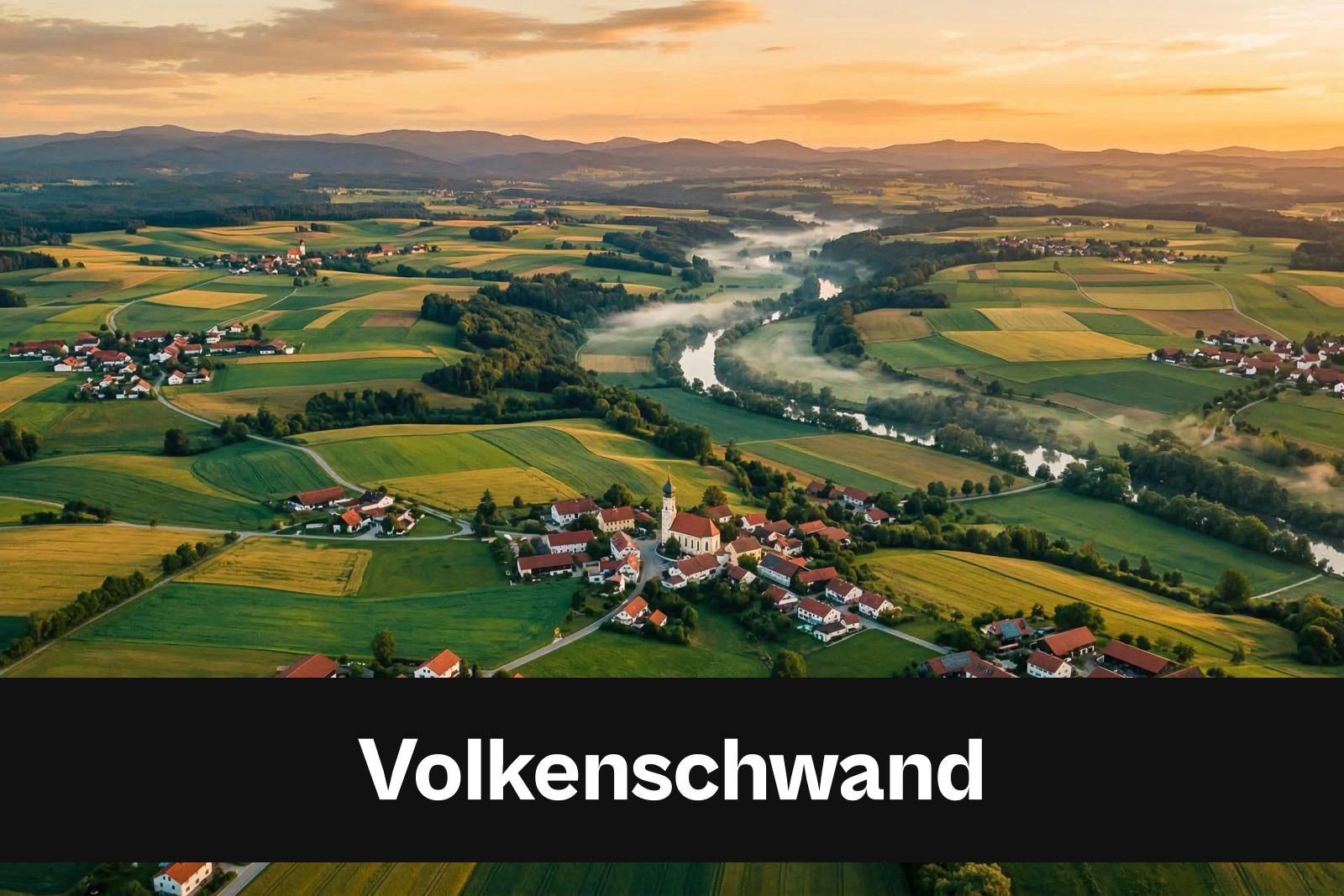 Drohnen-Luftaufnahme aus Volkenschwand mit Standort-Badge