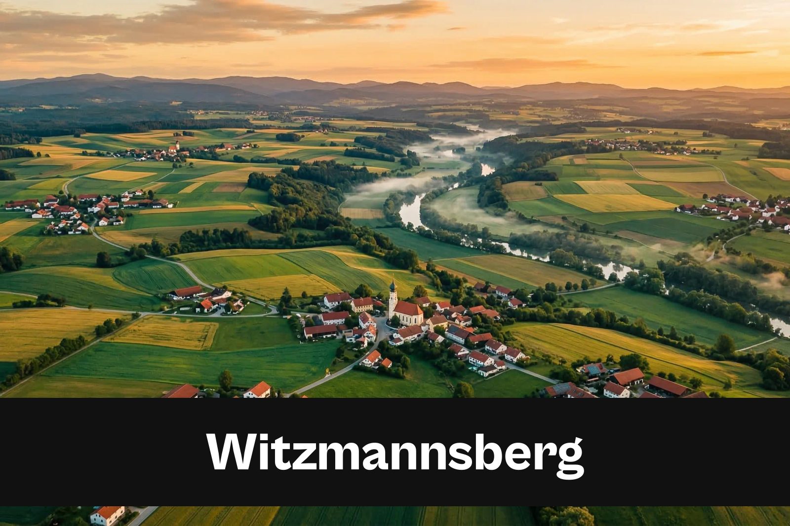 Drohnen-Luftaufnahme aus Witzmannsberg mit Standort-Badge